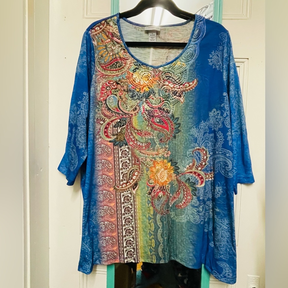 EUC Catherines 18/20 Boho Tunic Blouse 3/4 Sleeve